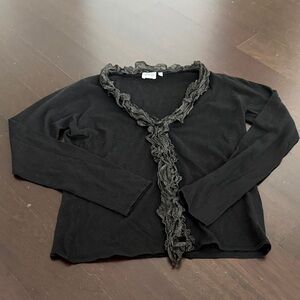 Armani Collezioni Black Ruffled Cardigan